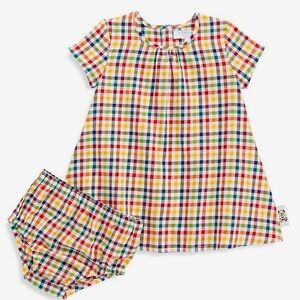 HBC Stripes 12-18 Months Cotton Twill Gingham Dress with Matching Bloomer